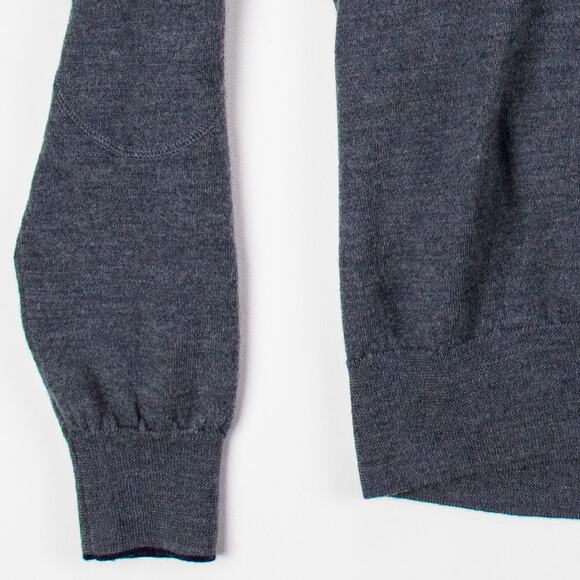 Men's Wool Sweater Large Slim Fit Gray Elbow Patches Pullover Classic Jack Spade - Picture 6 of 11